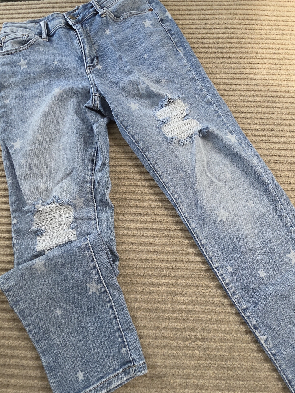 Judy Blue Womens Boyfriend Fit Destroyed Star Crossed Jeans Blue Size 7/28